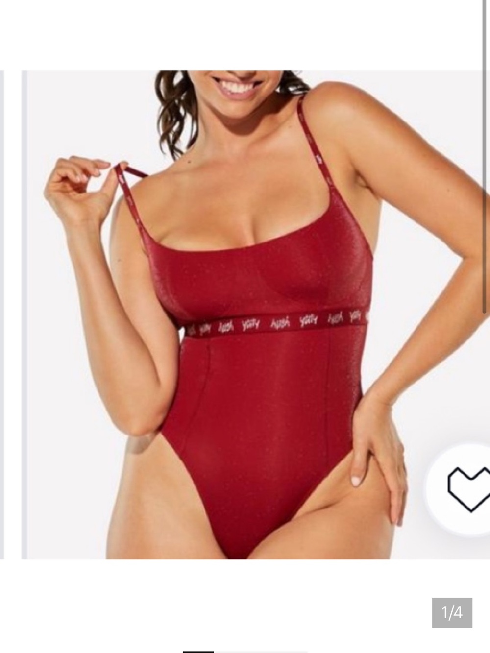 Yitty Red Shaping Bodysuit Sculpting Stretchy Snatched Fit Activewear Top